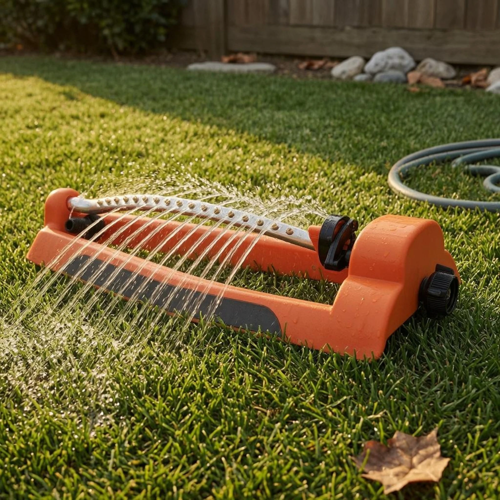 Oscillating Lawn Sprinkler 17 Nozzles Lawn Sprinkler Outdoor Watering Adjustable Spray Coverage Yard Tool Metal Filter Screen