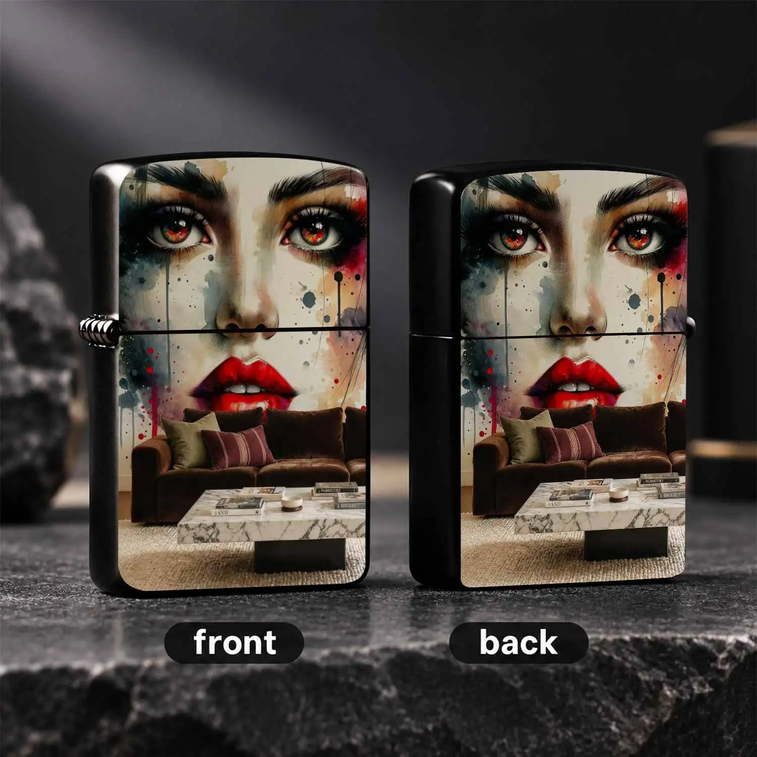 Vibrant Watercolor Art Face Pattern Lighter, Aesthetic Graffiti Splatter Art Style Ignition Device, Portable Exquisite Daily Use Tool for Home Outdoor Camping, Ideal Stylish Gift for Art Lovers A Humorous And Interesting Lighter