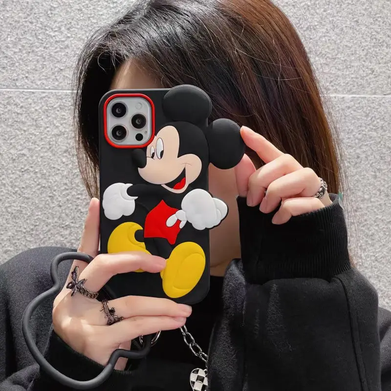 Disneys Mickeys Minnies Mouses 3D Stereoscopic Phone Case For iPhone 15 14 13 12 11 Pro Max 78Plus XR XS MAX Y2K Cute Back Cover