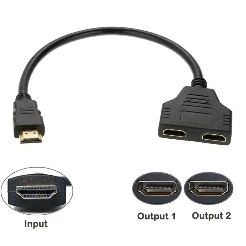 For HDMICompatible Splitter 1 In 2 Output Female 4K Port Cable Adapter Converter 1080P Games Videos Multimedia Devices For Home