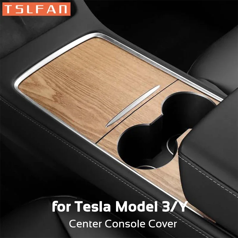 Tesla Model 3 Y 2021-2023 센터 콘솔 패널 스티커 우드 그레인 필름 카본 중앙 제어 커버 자동차 인테리어 액세서리