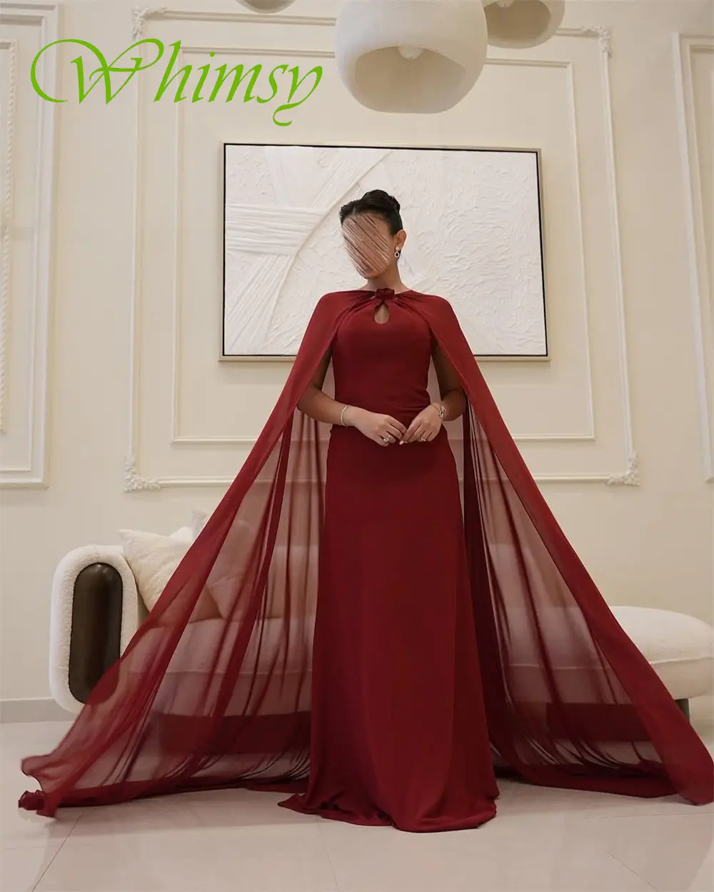 Abito da sera formale personalizzato con scollo a O in jersey Abiti da ballo delicati a maniche lunghe Abiti da cerimonia per occasioni speciali