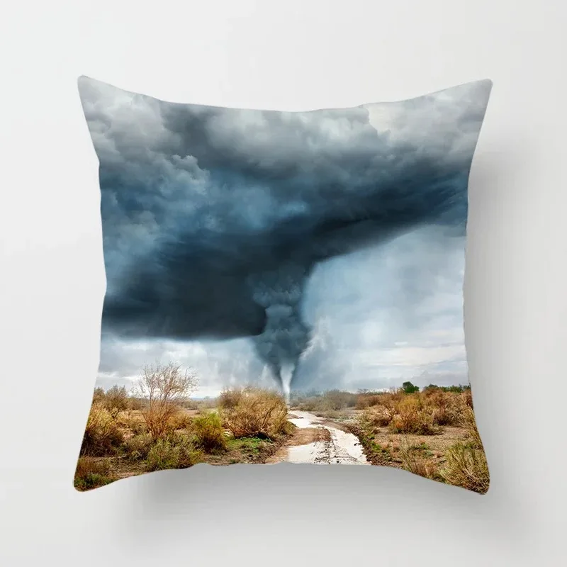 Tornado Landscape Pattern Pillowcase Car Ornaments Office Living Room Home Pillowcase