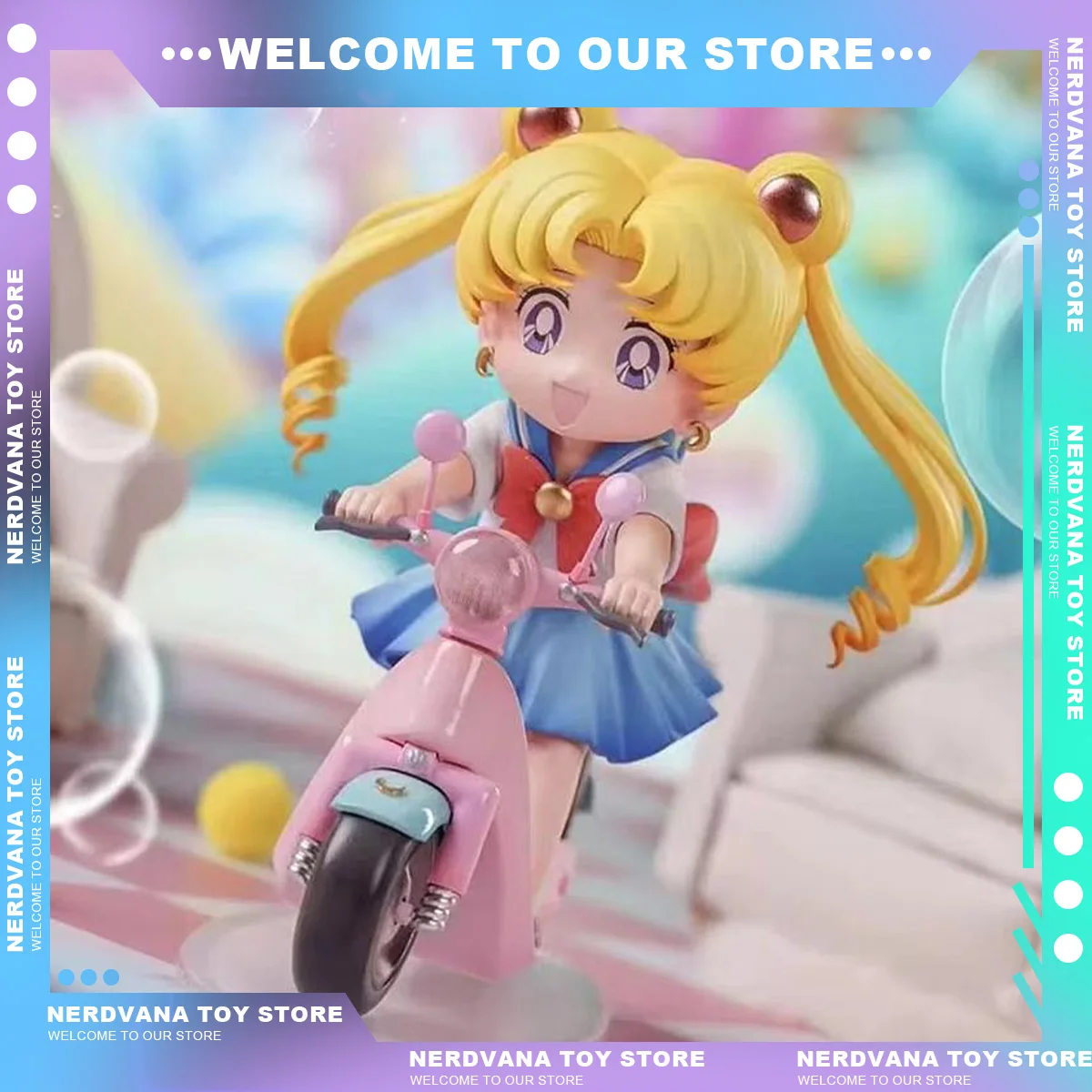 Sailor Moon Anime Figure 13cm Little Motorcycle Moon Hare Figure Pvc GK Statue Figurine Model Doll Ornament Toys Gift ornament