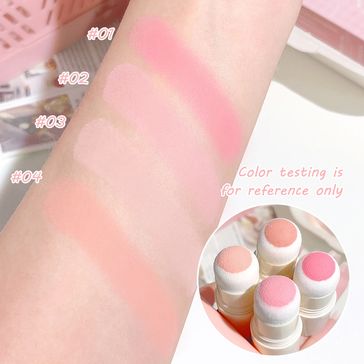 Yunrou Soft Fog Blush Stick, energético e saltitante, estilo coreano, clareamento, uso duplo para lábios e bochechas