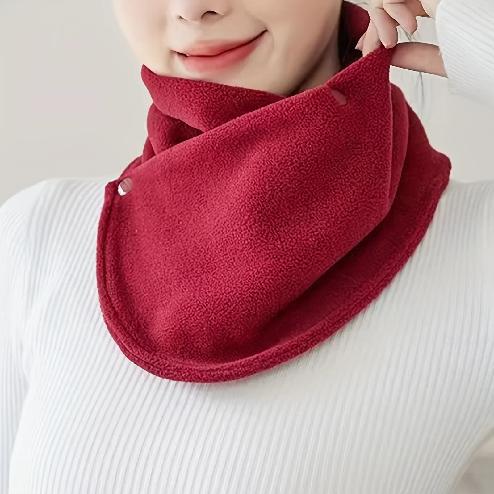 Classic Solid Color Snap Neck Leggings Simple Thick Velvet Warm Neck Cover Autumn and Winter Cold Riding Windproof Neck Scarf - view 4