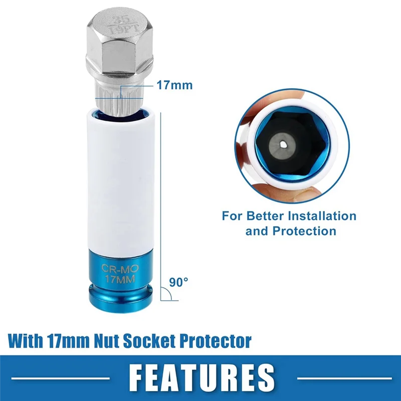 Exclusive 35/19PT Wheel Screw Lock Lug Nut Kit With Socket Protector Anti Theft Removal Key Socket Kit For BMW