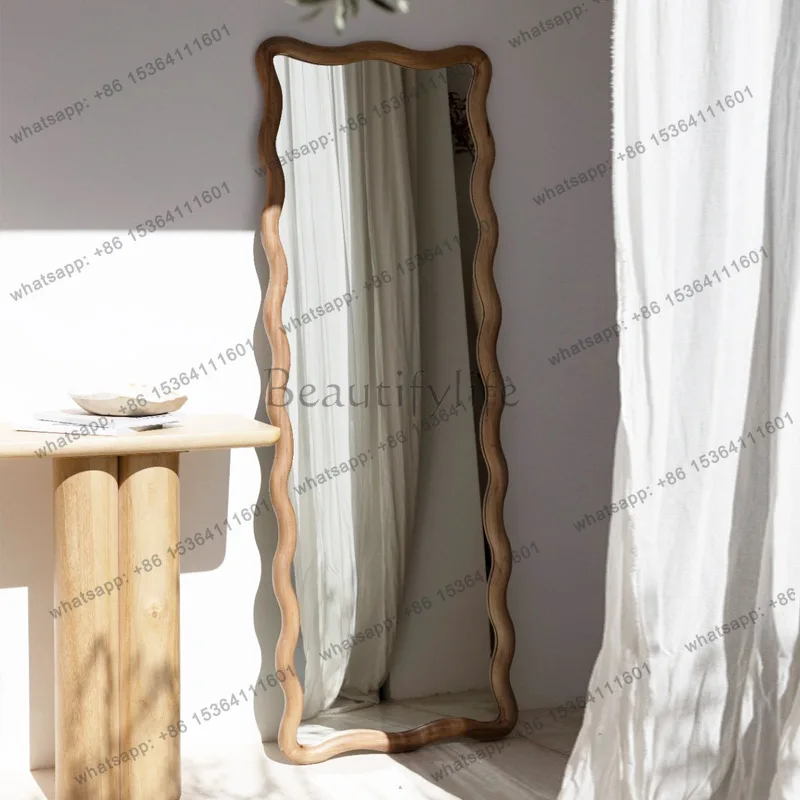 

Bedroom retro wavy full-length mirror French antique floor mirror household