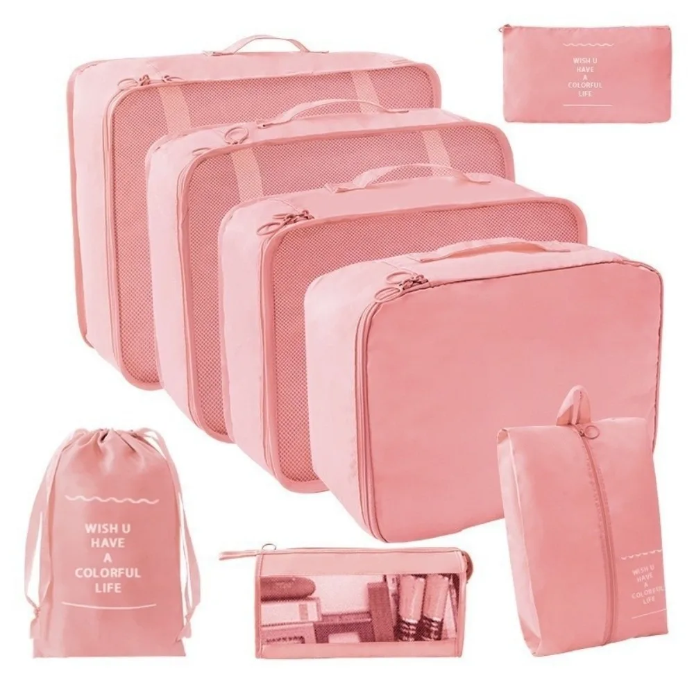 

8 PCS/Set Polyester Travel Storage Bag Set Large Capacity Waterproof Travel Organizer Bag Foldable Makeup Bag Suitcase Organizer