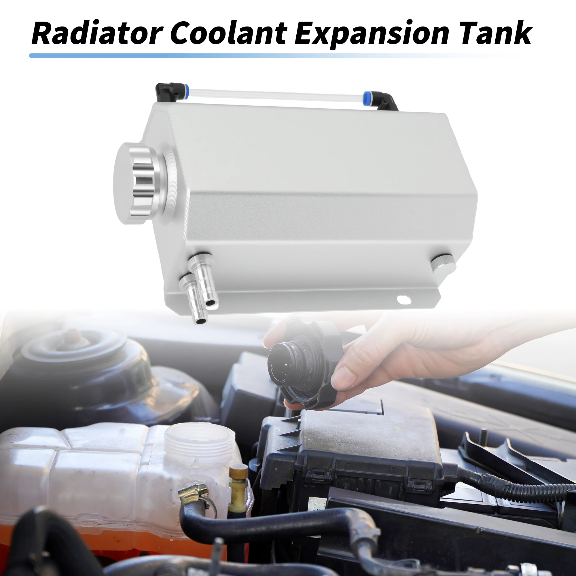 

UXCELL 2L Aluminium Coolant Expansion Reservoir Tank with Cap Universal Polished Engine Radiator Coolant Overflow Recovery Tank