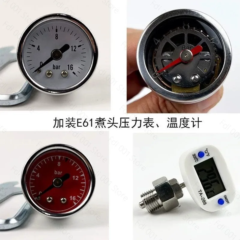 E61 Espresso Machine Upgrade Kit with Pressure Gauge & Thermometer, Dual Display for Real-Time Temperature and Pressure
