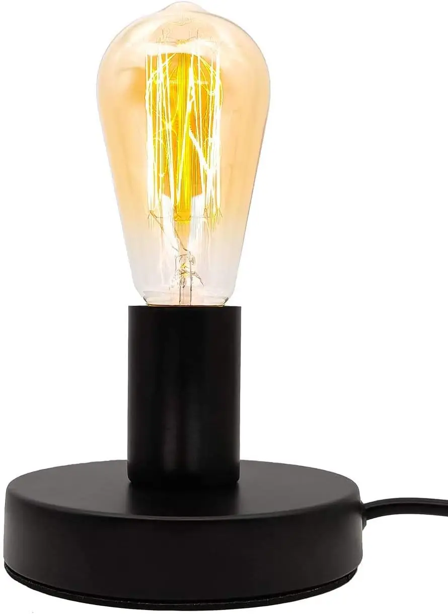 Vintage Industrial Table Lamp Base, E26/E27 Ceramic Socket, Small Desk Light with On/Off Switch, Plug-in Cord for Home Decor