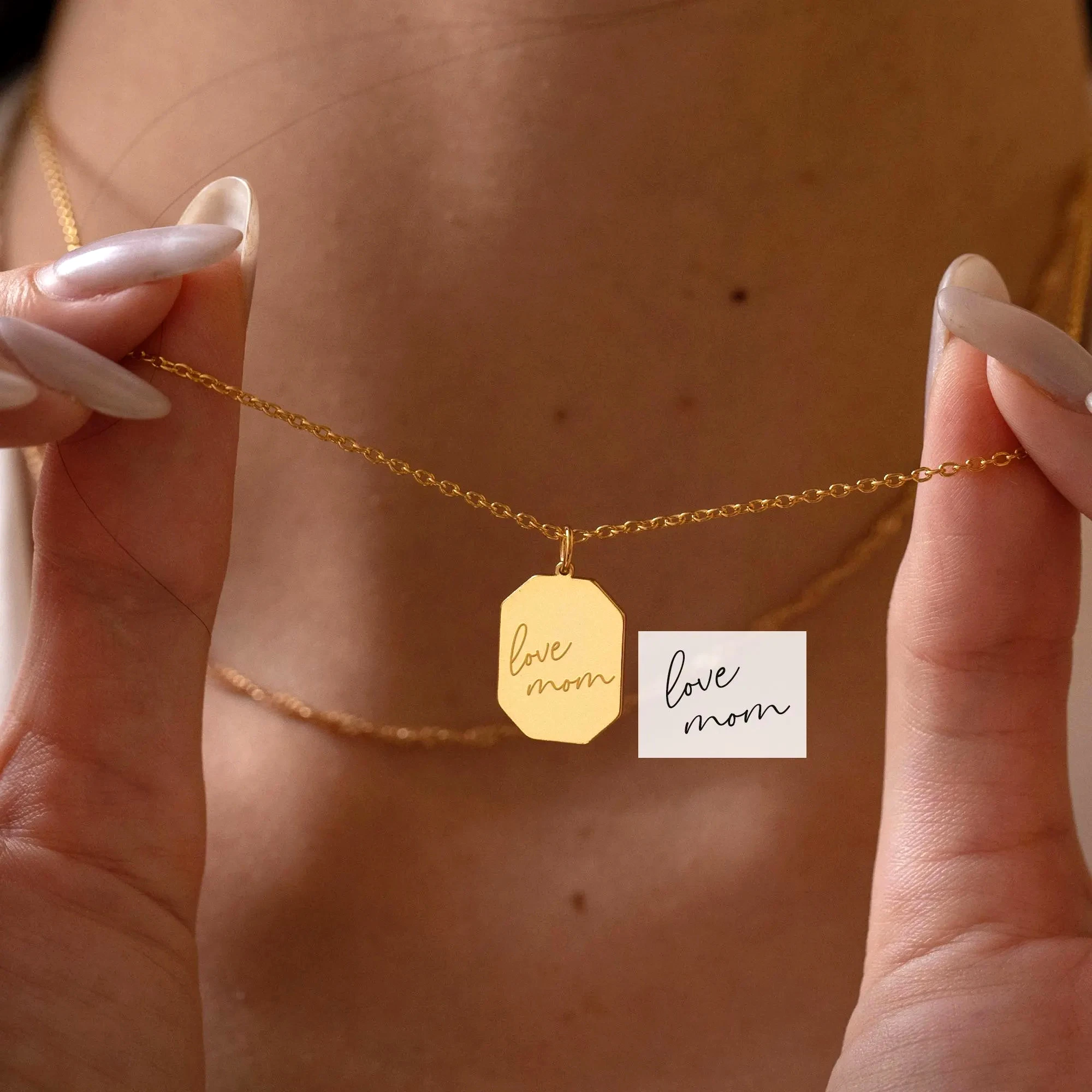 Benutzerdefinierte achteckige Halsketten für Damen und Herren, personalisierte Halskette aus Edelstahl, personalisierter Halskettenanhänger, Schmuck, Geschenk