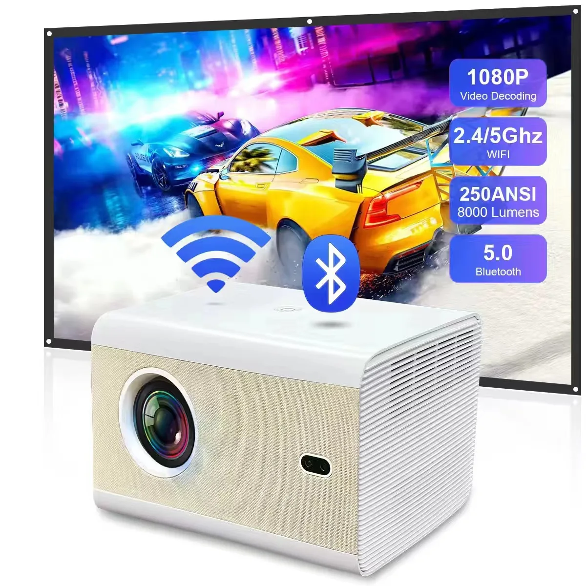 HD Mini Projector for Full HD 1920*1080P 4K Video 5G WIFI BT5.0 Android Portable Projector J6mini Home Theater Cinema