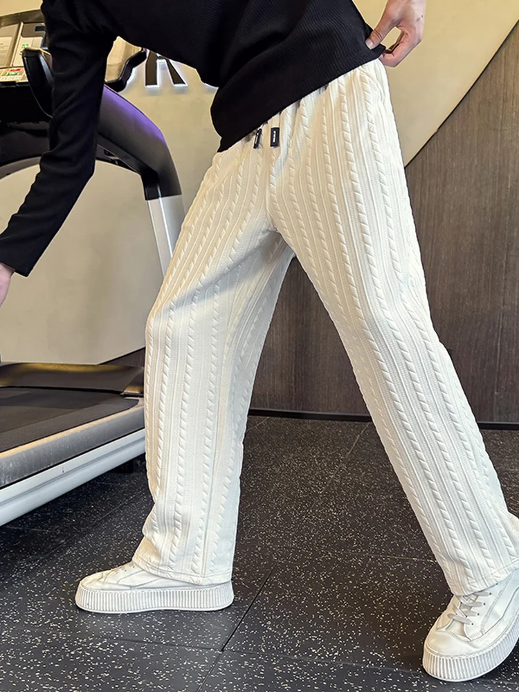 

Мужские свободные прямые спортивные брюки на шнурке, осенние, повседневные, модные, с узором «пшеничный колос», рабочая одежда