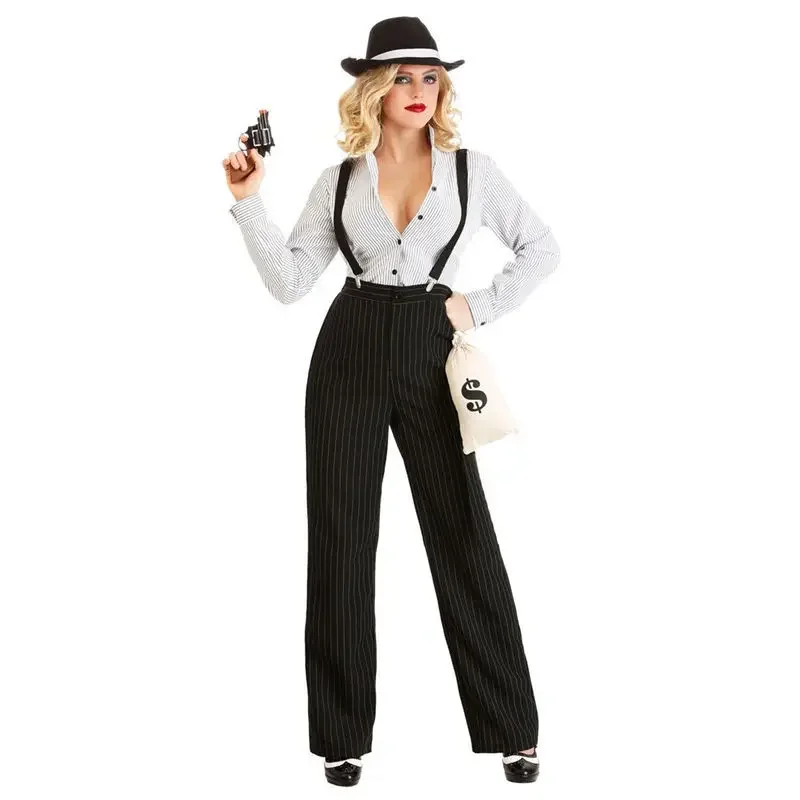 

Halloween Purim Party 1920s Female Mafia 30s Manhattan Gangster Cosplay Costume Stage Performance Magician Fancy Dress