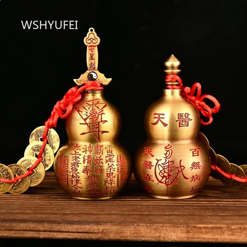 Metal Gourd Ornament Chinese Style Living Room Entrance Decoration Crafts Taiji Bagua Ornament Lucky Ornament Figurines