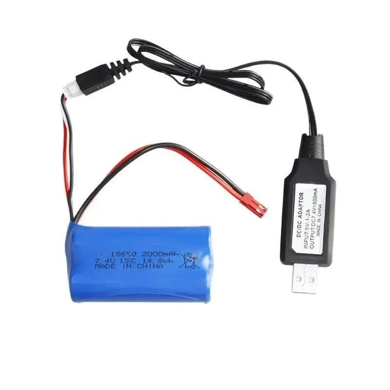 For Cylinder 18650 7.4V Lithium Battery 2000mAh High Rate 15C for Remote Control Toy Off-Road Vehicle High-Speed Car Battery