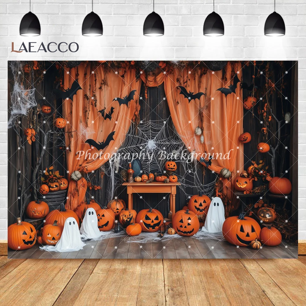 Happy Halloween Kürbisse Fledermäuse Fotografie Hintergrund Indoor Szenen Zelte Kamin Spinnweben Halloween Dekor Familie Party Hintergrund