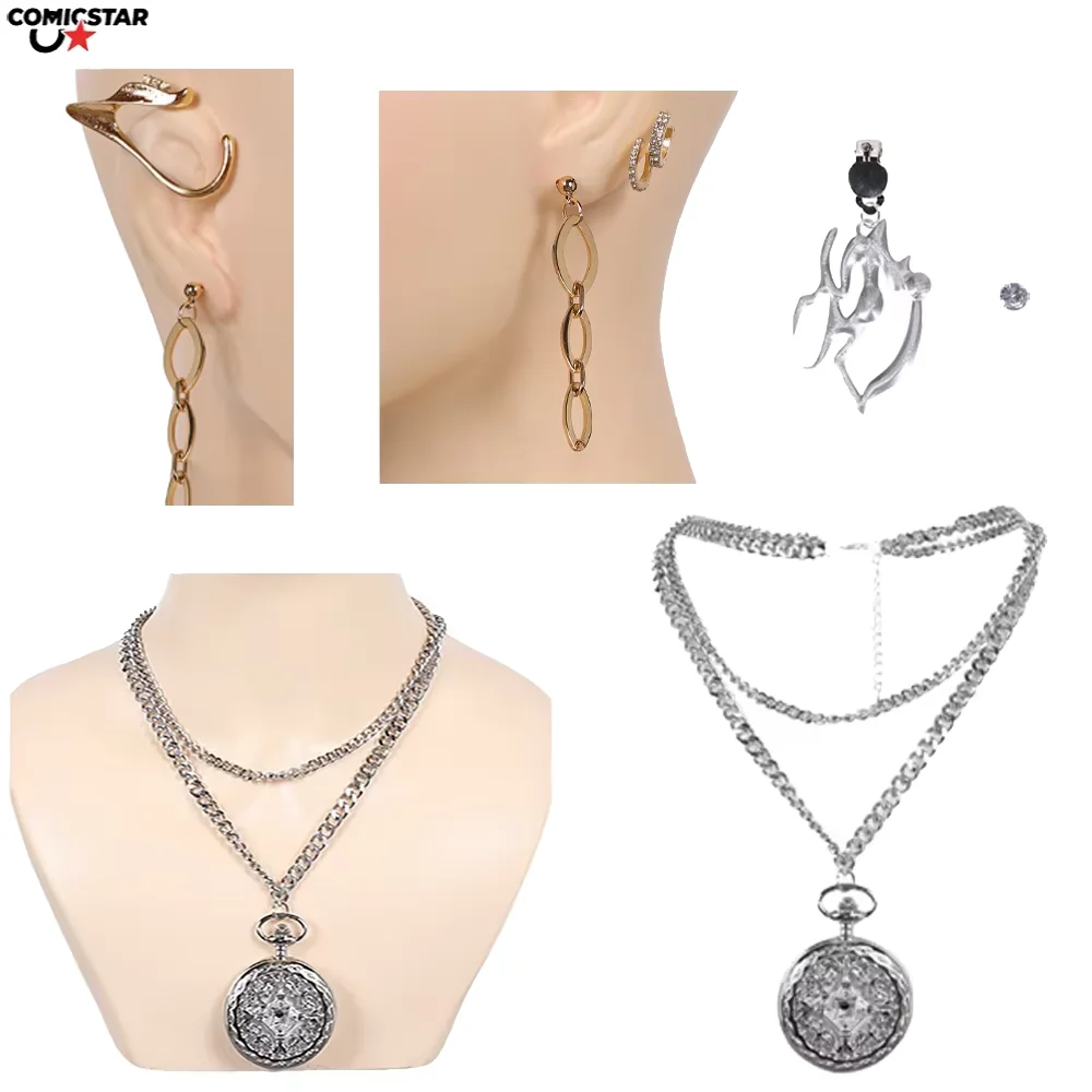 

Kpop Devil Hunter Huntrix Rumi Косплей Ожерелье Цепочка на шею Ювелирные изделия Подвеска из сплава Зажим для ушей Ролевая игра Аксессуары для костюмов на Хэллоуин