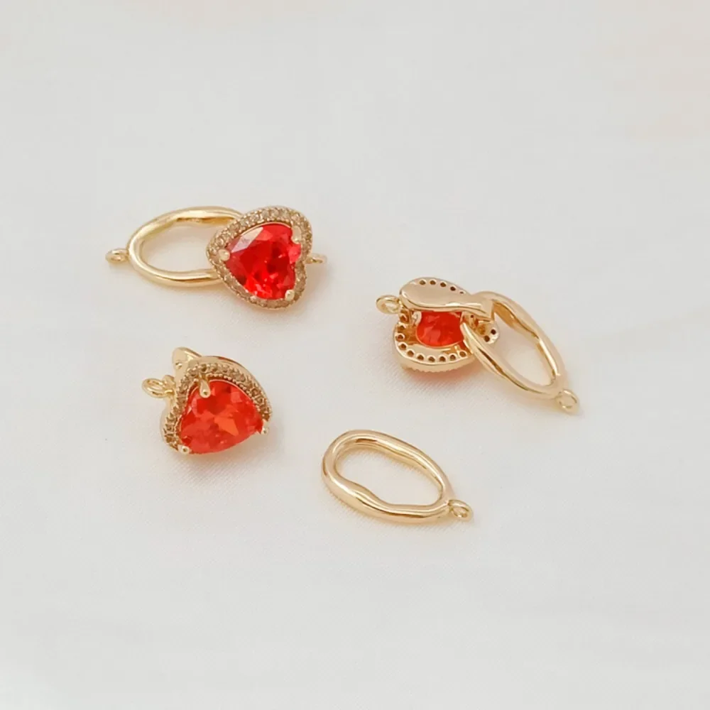 DIY Silver 14K Gold-encrusted Zirconium Oval Heart Clasp At The End