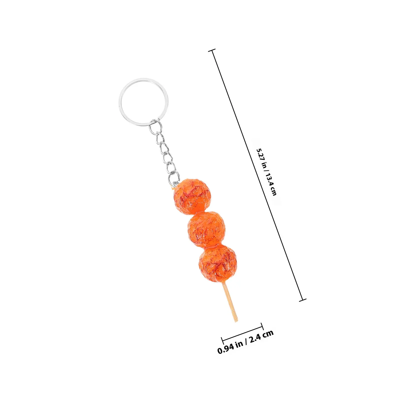 6pcs Realistic Mini Food Keychains – Artificial Fried Meatball Skewers, Bag & Car Hanging Decor