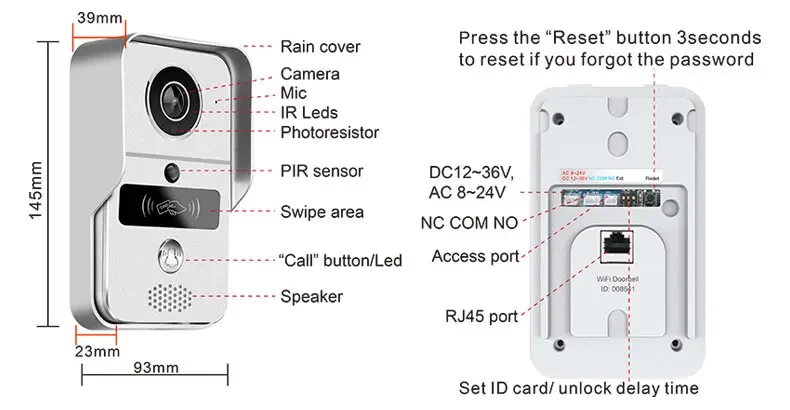 Tuya Doorbell Camera Wifi 2MP 1080P Tuya Wireless WIFI Doorbell P2P 150 Degree RJ45 Video Door Phone Smart Video Doorbell