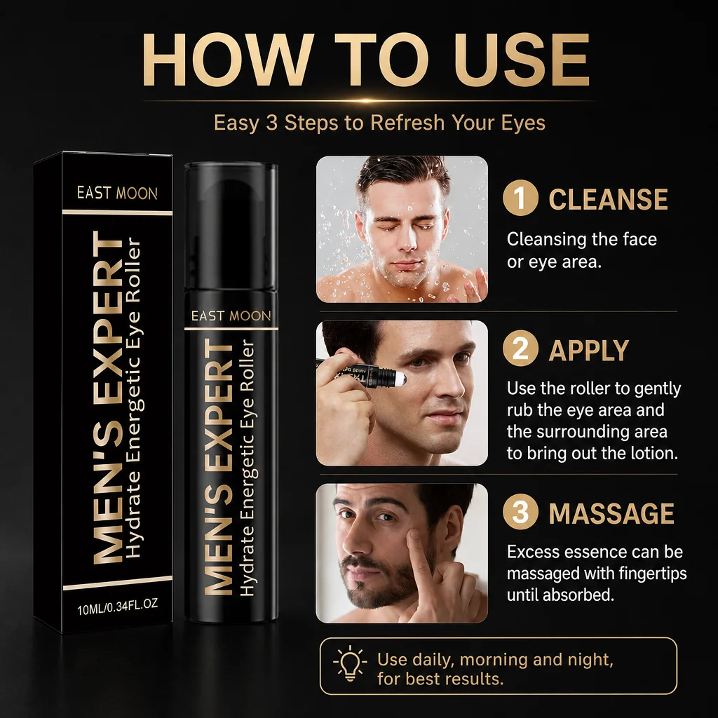 10ml Hyaluronic Acid Eye Roller Serum Hydrate Smooth Fine Lines Relieve Tired Eyes Firm Lift Brighten Dull Under Eye Area