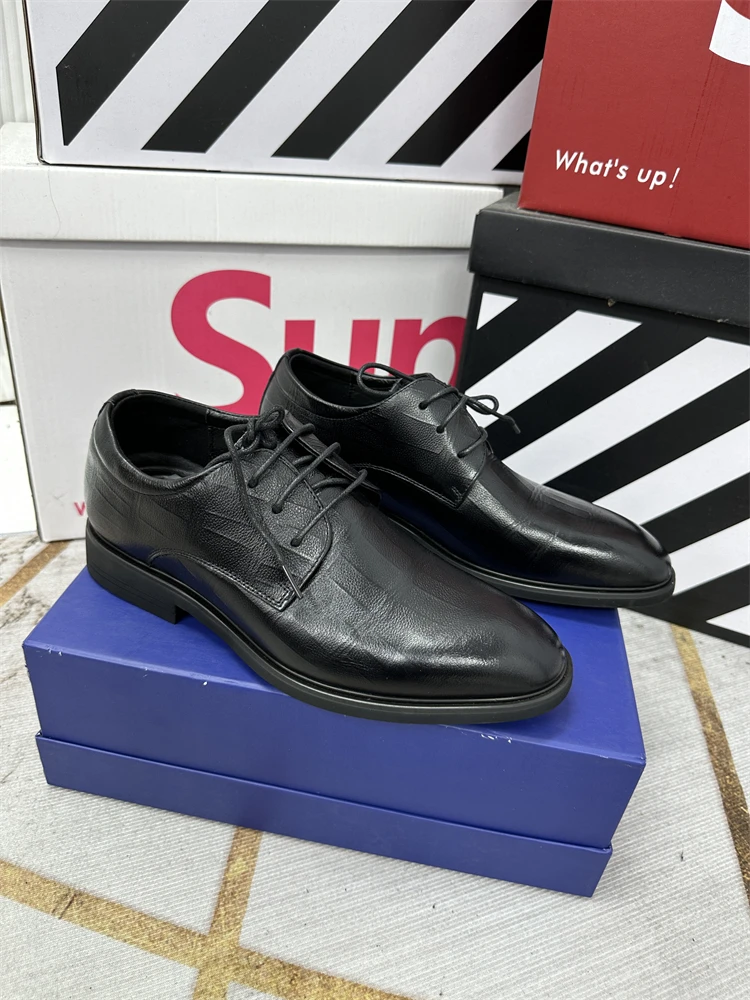 

Мужские туфли из натуральной кожи: повседневные, деловые, для дома, с увеличением роста, нескользящие, модные, из свиной кожи