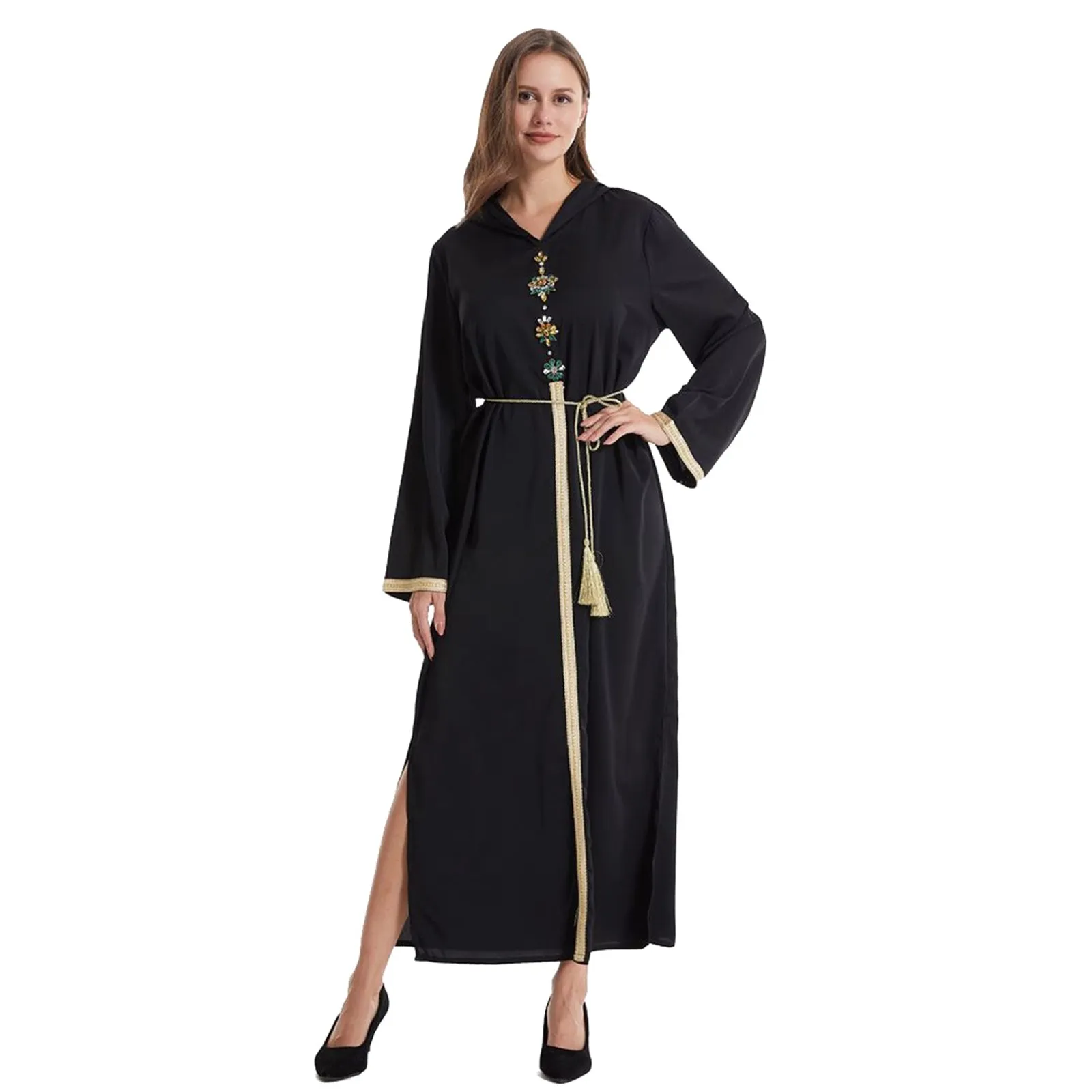 Frauen Muslimischen Mit Kapuze Langarm Robe Vintage Pullover Kleid Gebet Kleidung Traditionelle Kleider Afrikanische Weibliche Muslimischen Kleid