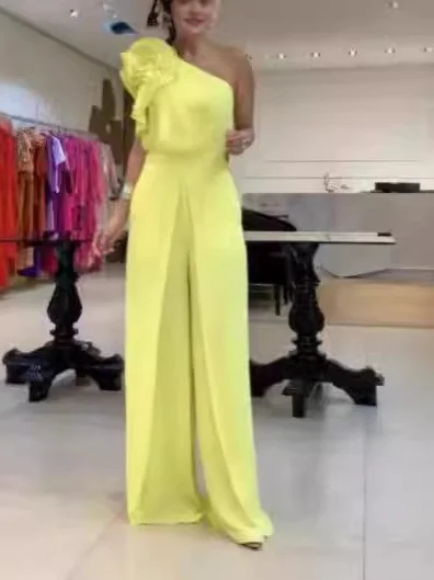 

Women's Street Sle Wide Leg Jumpsuit Midi Length Svel Rer with oulder Bows Thin And Comfortable Summer Outfit