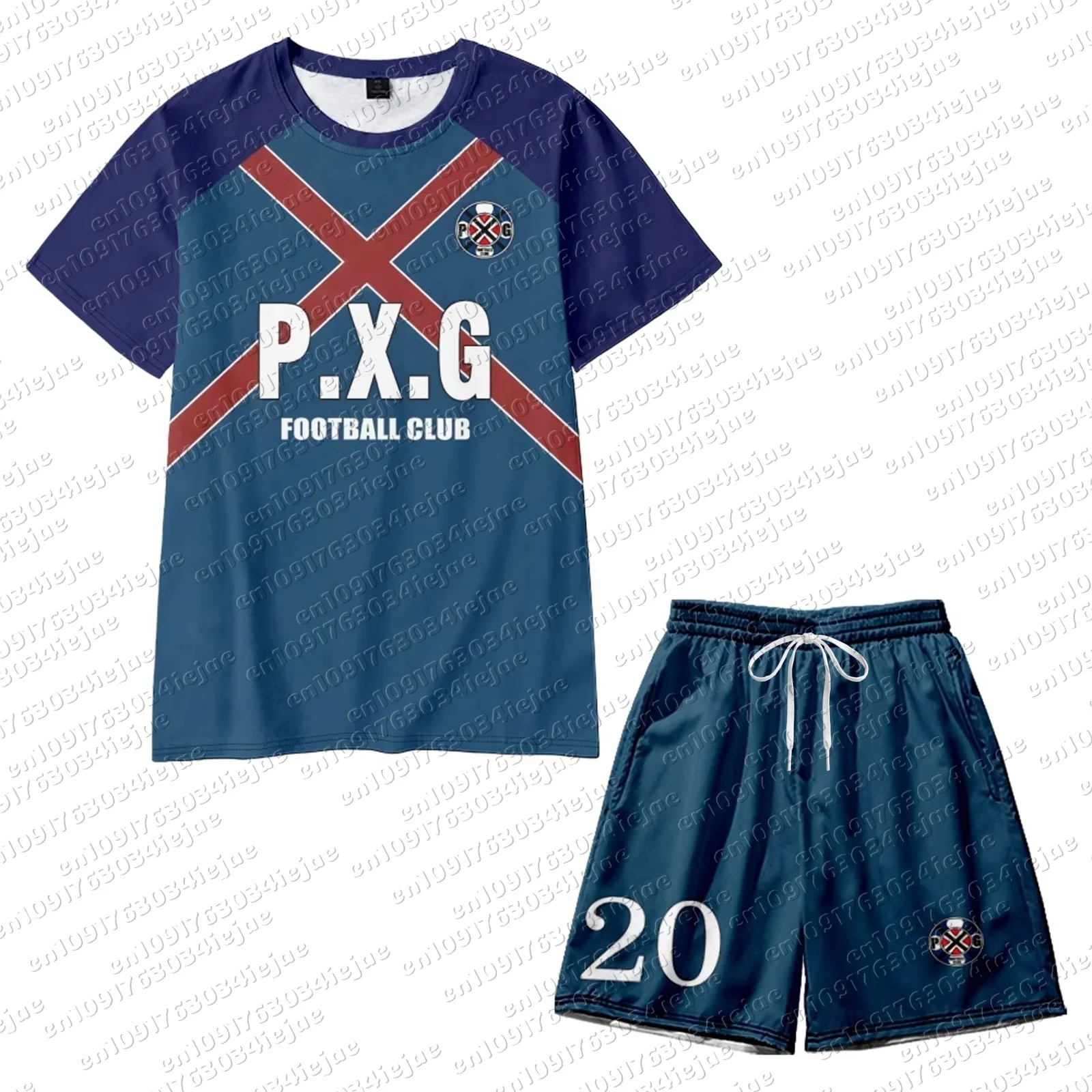 2026 Kinder Anime Blue Lock P.X.G Fußball Cosplay Trikot Fußballuniform T-Shirts Shorts Sportbekleidung Outfit Mode 2-teiliges Set – Detail 7