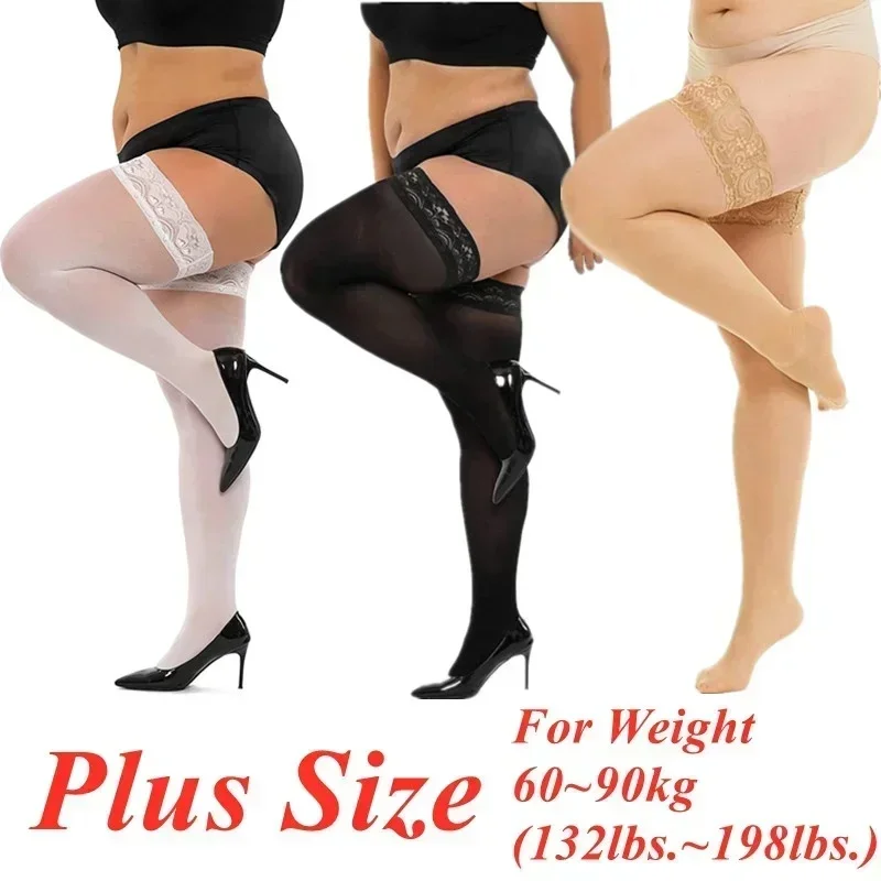 Lace Silicon Anti-skid Thigh High silk Stockings Sexy Female summer Fashion Club Wear Over Knee Socks for Womens Plus Size 3XXXL
