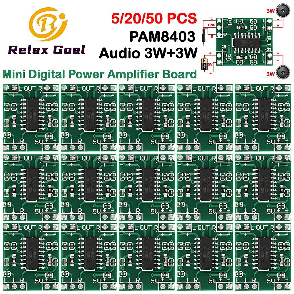 5/20/50PCS PAM8403 Module Audio 2x3W Mini Digital Power Amplifier Board for Class D Stereo Audio Amplifier Module 5V Power