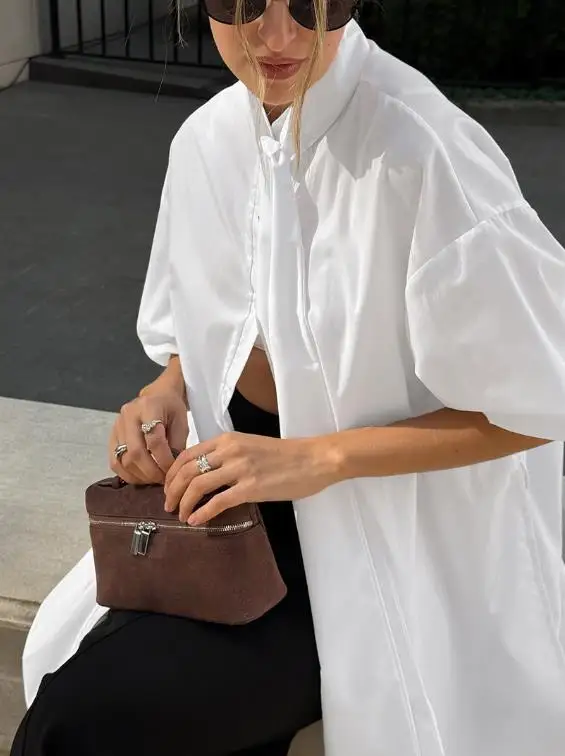 Top Women 2026 Spring Autumn New Solid Color Stand Collar Long Sleeved Commuting Versatile Lazy Style Casual Daily Shirt Top
