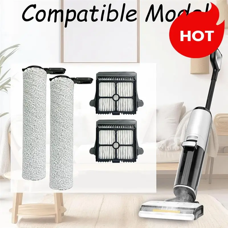 A01V-Roller Fortineco Floor One S7 قطع غيار المكنسة الكهربائية بالبخار قطع غيار دوارة بديلة لمرشحات HEPA فرشاة دوارة