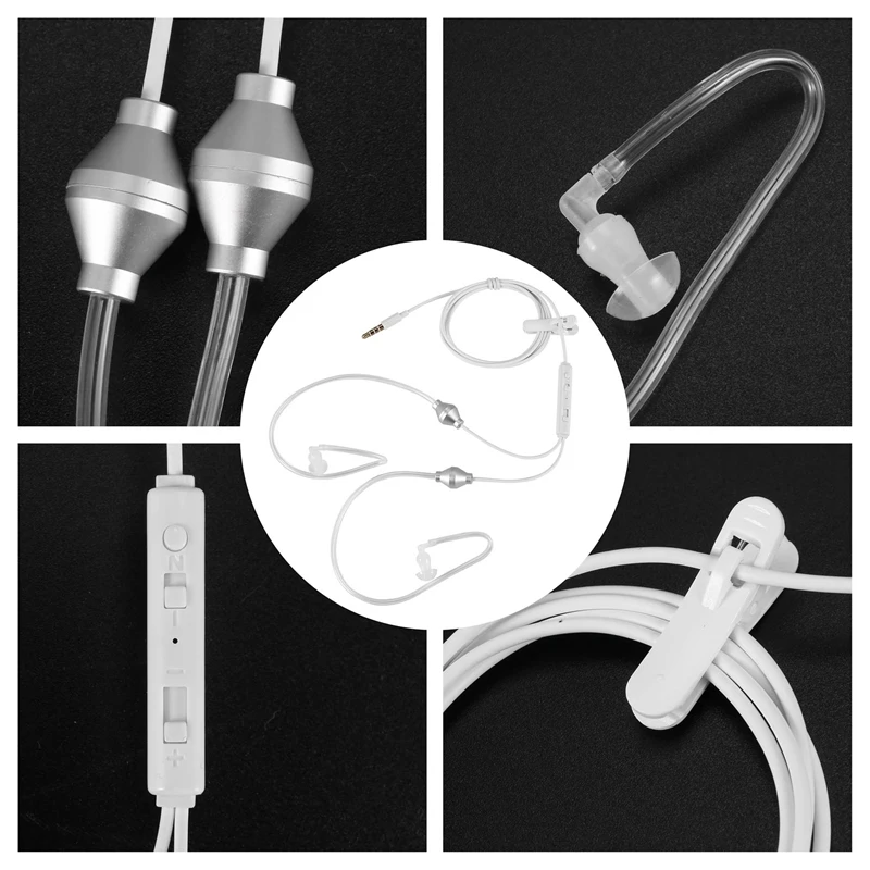 3.5Mm Stereo Air Tube Wired Earphone Anti-Radiation Binaural Headsets Noise Isolating Earbuds Micr For Mobilephone