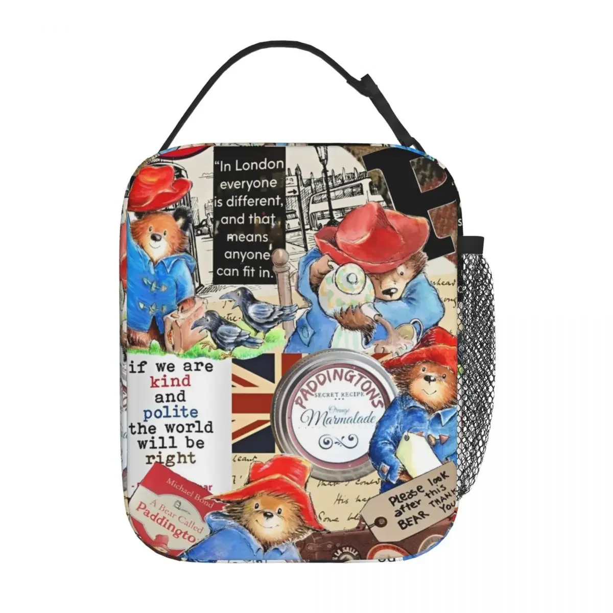 

Термосумка для обедов с изображением бурых медведей Паддингтонов (Британия), милая мультяшная сумка для еды, портативный термоконтейнер для хранения продуктов, термосумка-холодильник
