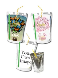 20 Butterfly Hot Air Balloon Juice Pouch Labels Favor Tag Gift Bag Candy Box Soap Bubble Water Bottle Stickers Birthday Decor