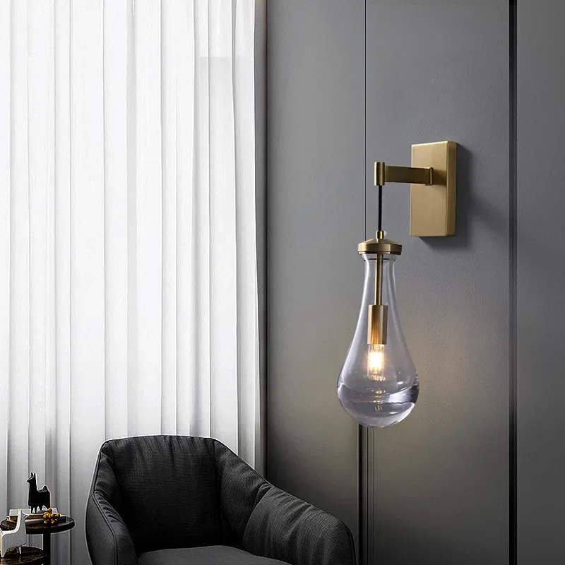 2026 Luxury Copper Crystal Waterdrop Wall Lamp, Modern Lamp For Bedroom, Hotel, Corridor, Living Room Decor