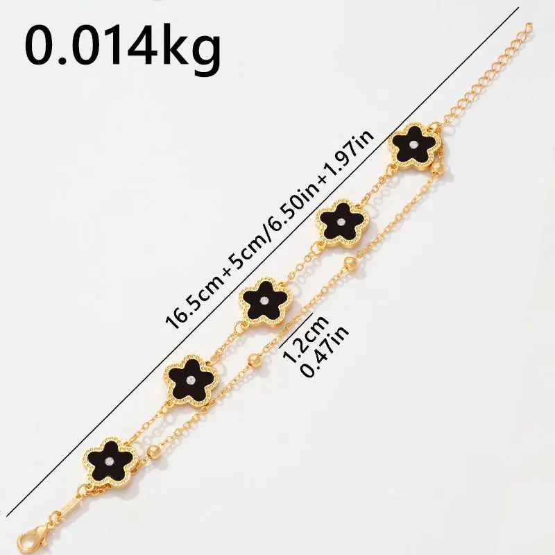 New Trendy Five Leaf Clover Flower Charm Bracelet for Women Layered Link Chain Lucky 4 Clovers Bracelets Fashion Wrist Jewelry