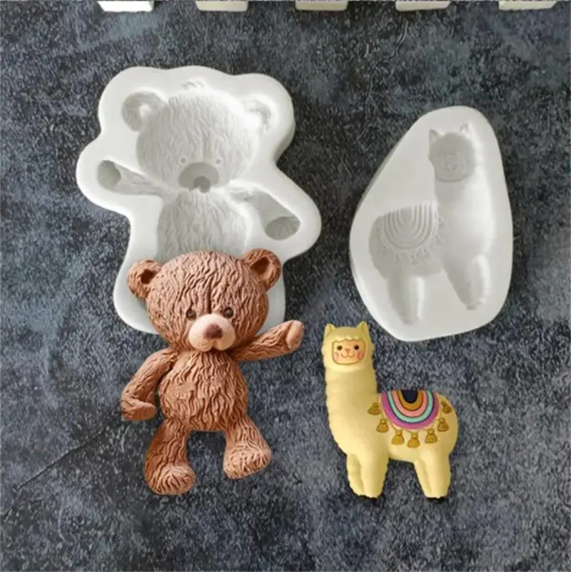 Bears Alpacas Fondant Cake Mold Kitchen Baking Mould DIY Sugar Craft Mold Cake Decoration Tools