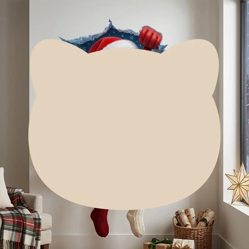Christmas 3D Break Wall Santa Claus Wall Sticker Self Adhesive Removable 2027 Xmas Decor Bedroom Home Window Party Decor