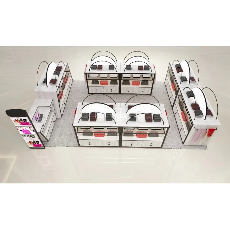 custom.Modern Handbag Showroom Design Kiosk Display Shelve Bag and Shoes Store Furniture Display Racks Boutique Stand Display Sh