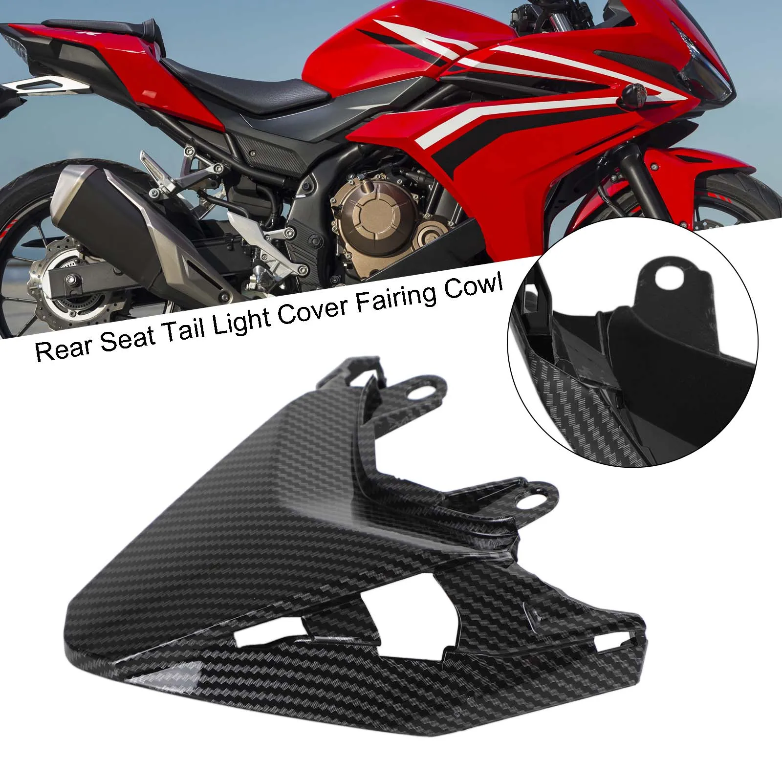 Topteng Rear Seat Tail Light Cover Fairing Cowl for Honda CBR500R 2019 2020 2021 Carbon CBR 500 R 500R