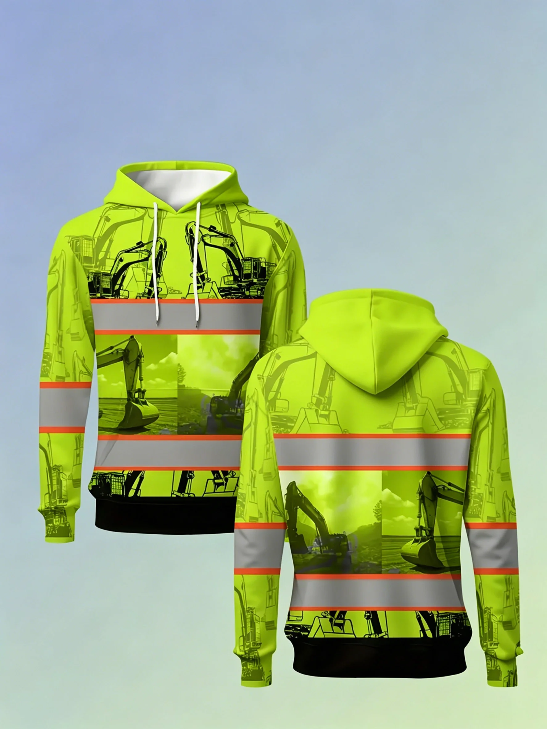 Men's hoodie, project team clothing, bright pattern design, comfortable fit, high-quality printing, enterprise equipment