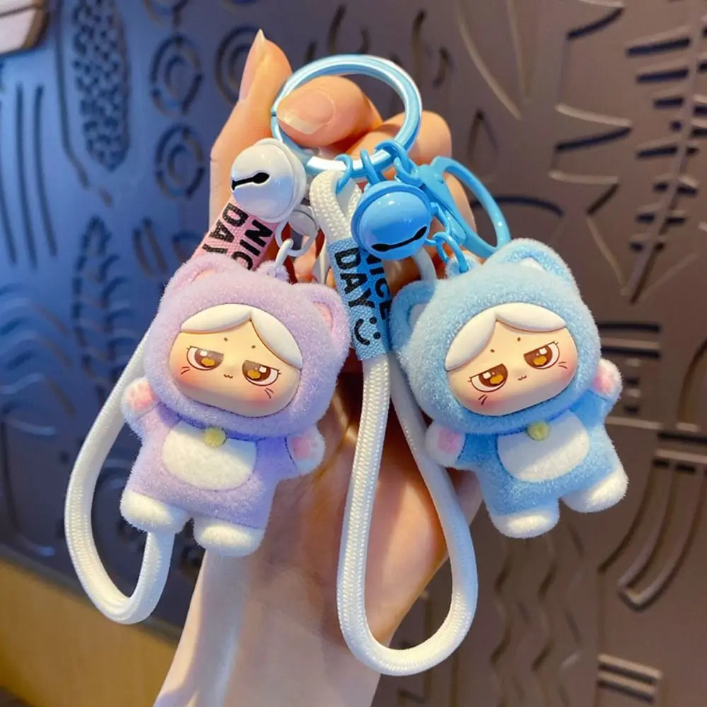 

Подвесное украшение, милая флокированная кукла, брелок для ключей, колокольчик, плюшевый автомобильный брелок для ключей, креативная сумка из ПВХ, подвеска для сумки, подвески
