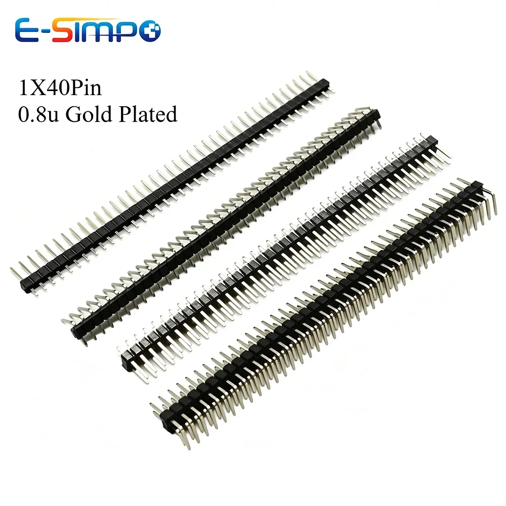10/20Pcs 0.8u Gold Plated 40 Pin 1x40 Single Double Row Male 2.54 Breakable Pin Header Connector Strip For Arduino Black