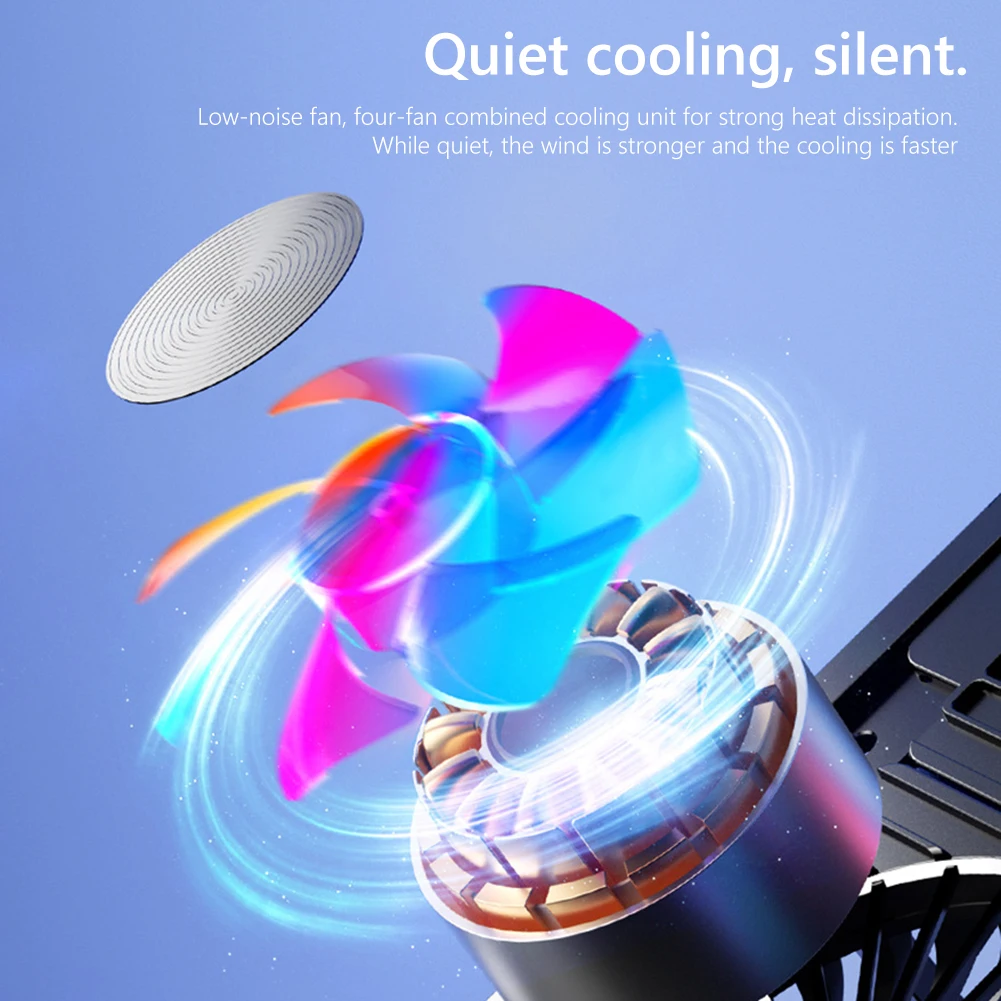 Imagem -05 - Loptop-ventilador de Refrigeração Portátil Dobrável Rgb Silencioso Gaming Cooler Suporte com Fãs Altura 1117.3 Polegada Notebook