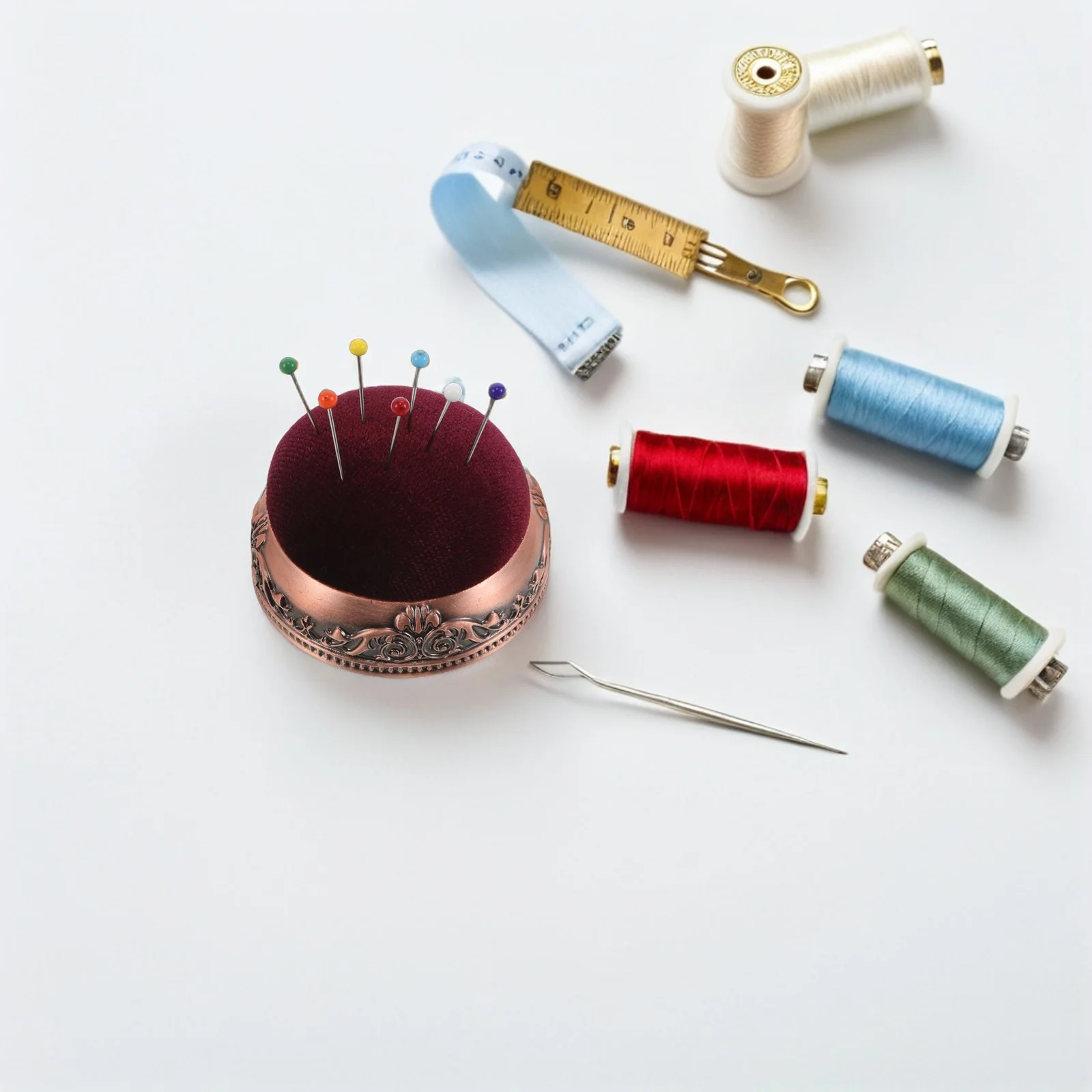 

Vintage Pin Cushion Sewing Tool With Metal Base Soft Fabric For Embroidery Needle Holder Organizer Portable Sewing Accessory